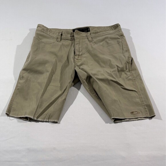 Oakley Shorts Men's 31W Slim Light Khaki Golf Raw Hem Athletic Embroidered Logo - Picture 1 of 13